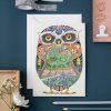 Autorská pohlednice Owl in the forest 12 x 17