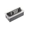 GTV soft výklopná zásuvka do pracovní desky 2 x 220 V + 2 x USB, kabel 1,5 m, stříbrná
