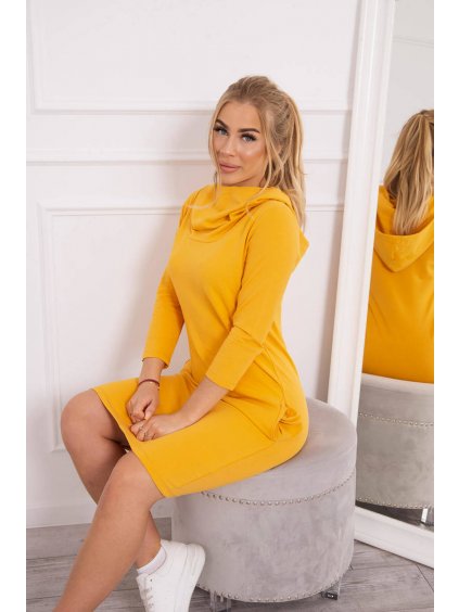 hořčicové mikinové šaty