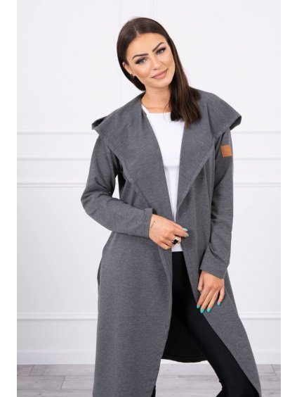 pol pl Narzutka dluga z kapturem grafitowa 17432 3