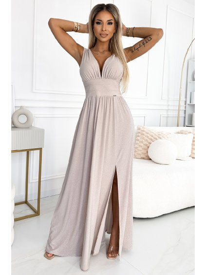 Třpytivé šaty Virginia, Béžové