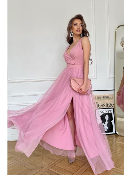 Šaty s tylovou sukní Celeste, Růžové