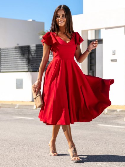 červené midi šaty