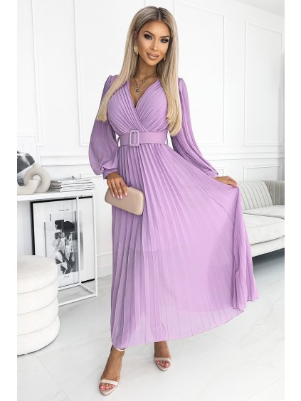 plisované šaty fialové
