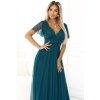 562 4 nastia dluga sukienka z dekoltem i krotkim rekawkiem zielona 18429