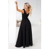 643 2 elegancka wieczorowa suknia maxi z rozcieciem i rozami klasyczna czern 20339