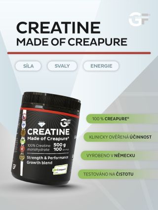 CREATINE made of Creapure® Čistý kreatin monohydrát s důrazem na maximální kvalitu, čistotu a spolehlivost. Creapure®...