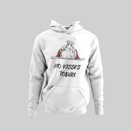 Pánska pohodlná biela Mikina No Kisses Please, dostupné všetky veľkosti
