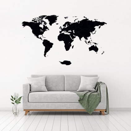 Luxusní dřevěná mapa na stěnu XL - černá