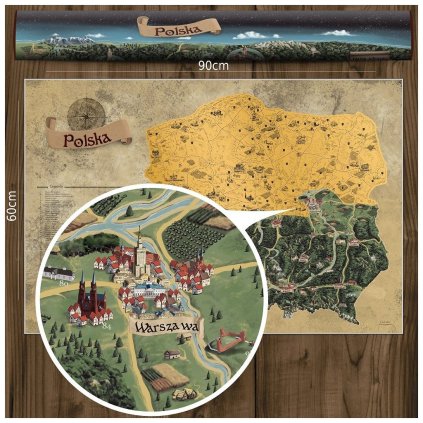 Stieracia mapa Poľska DELUXE XL zlatá 1
