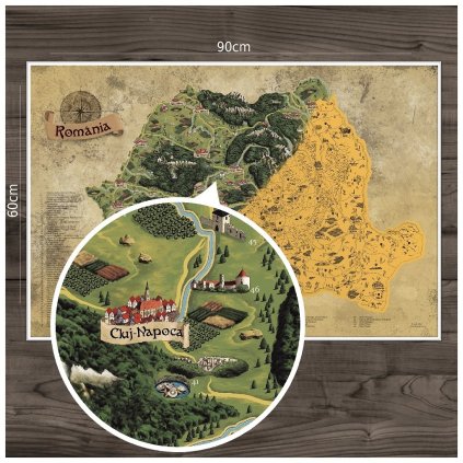 Stieracia mapa Rumunska DELUXE XL zlatá 1