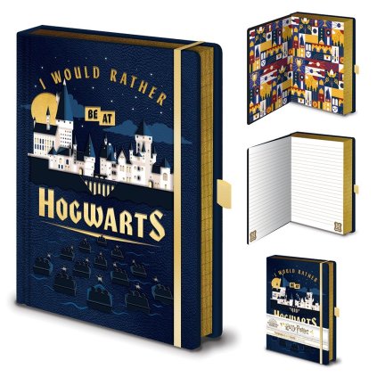 3208 harry potter premium poznamkovy blok bradavice modry