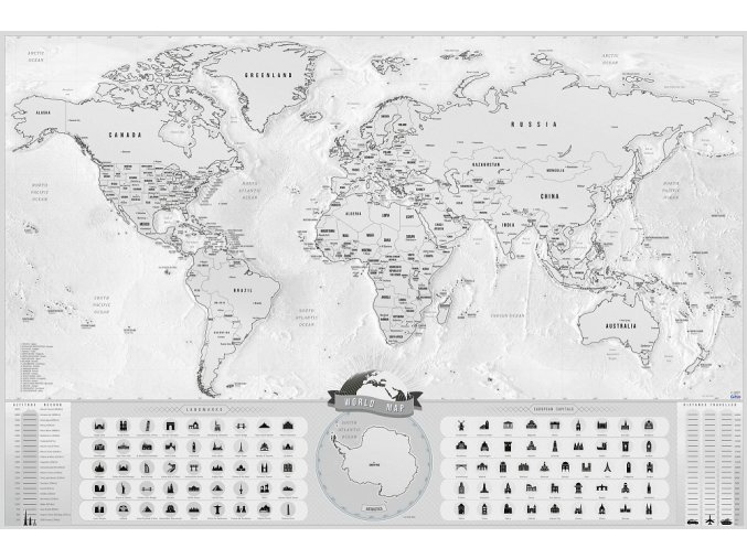 2914 stiraci mapa svet deluxe xl blanc stribrna