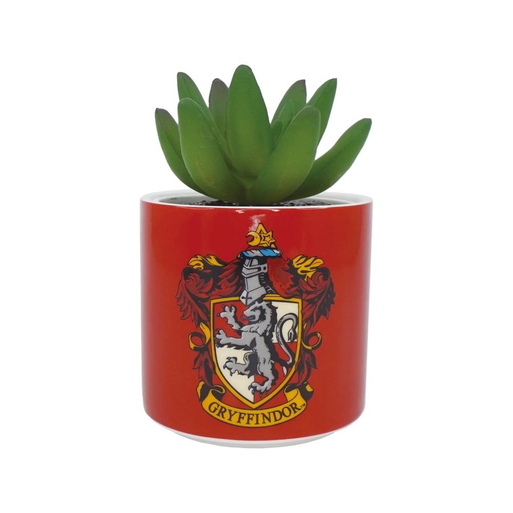 Harry Potter - květináč s rostlinou s erbem koleje Nebelvír