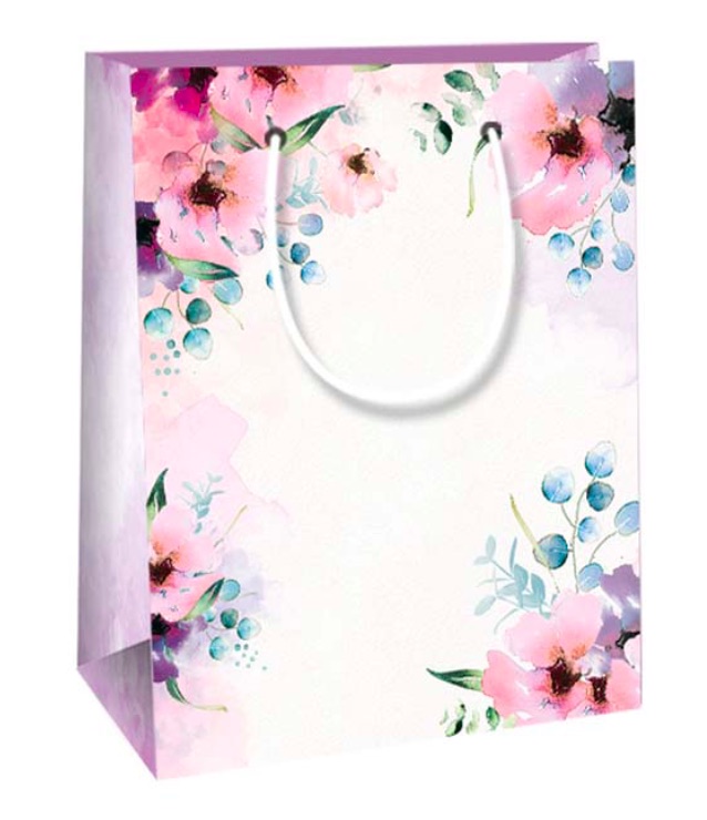 Dárkové tašky mini 16x11x6cm Bílá s květy