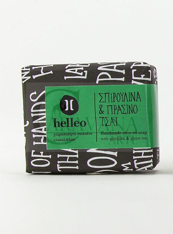 Řecké olivové mýdlo Helleo Spirulina a zelený čaj malé