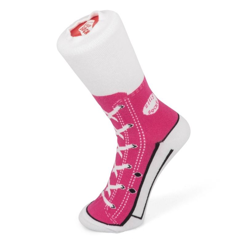 Bláznivé ponožky - tenisky Růžové tlusté tenisky s protiskluzovými puntíky Velikost 1-4
