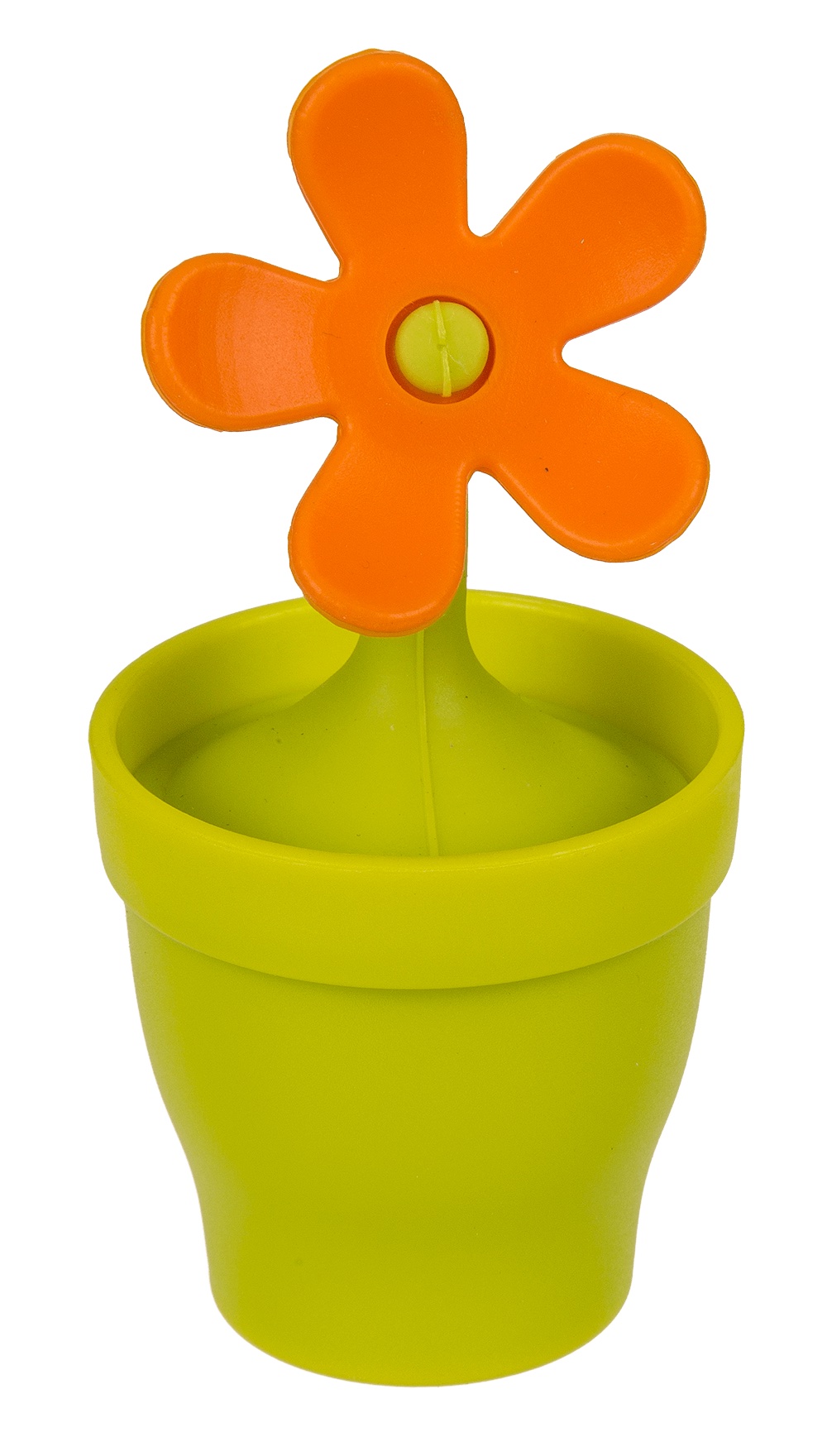 Silikonové sítko na čaj KVĚTINA Oranžová květina se zeleným květináčkem