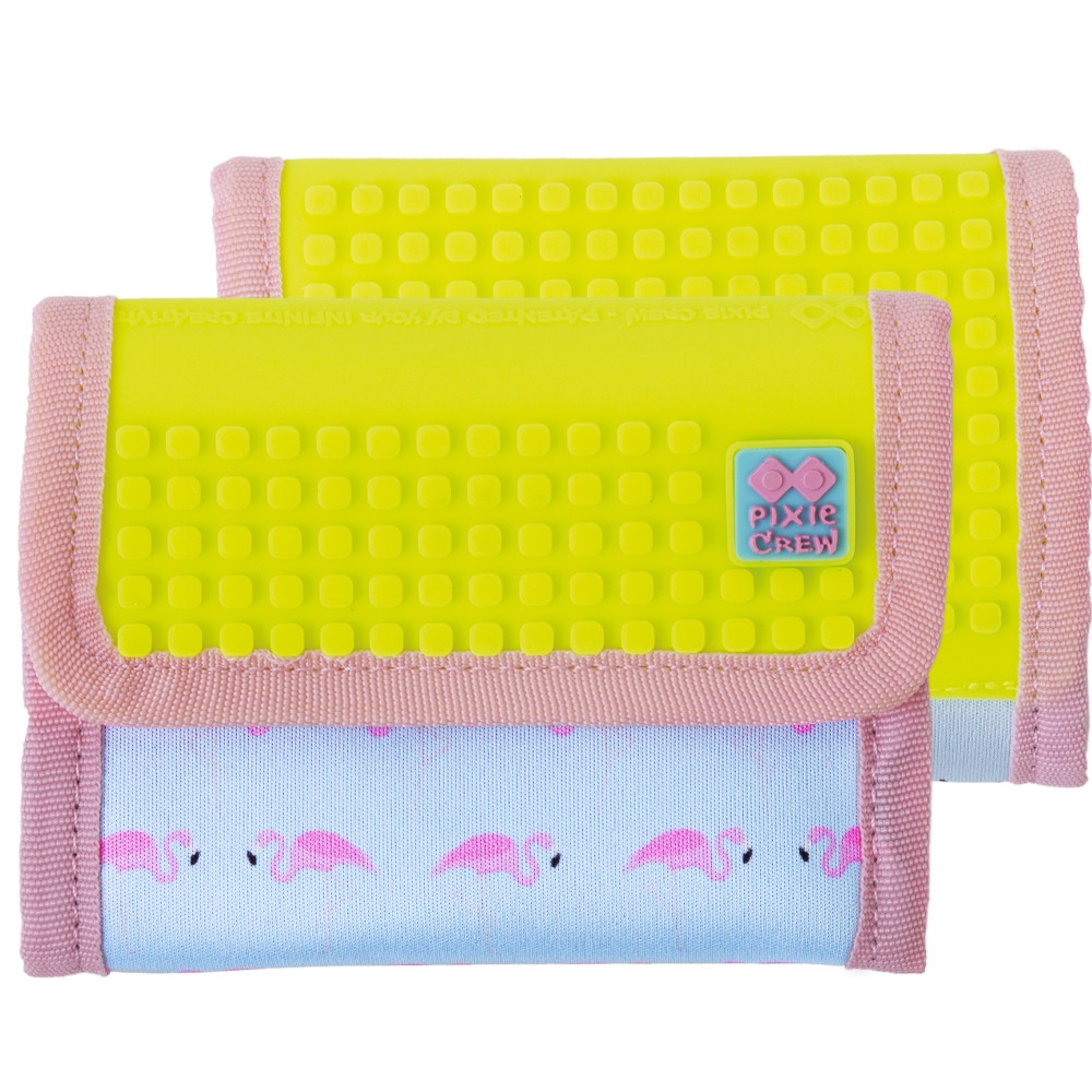 Pixie peněženka Neonově žlutý s plameňáky