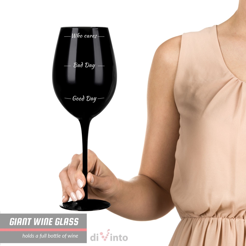 Obří sklenice na víno - Who cares Černá sklenice