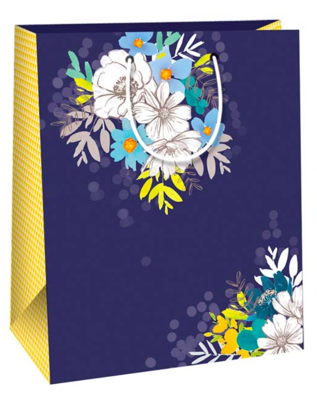 Dárkové tašky střední 32x13x26cm Modrá s květy
