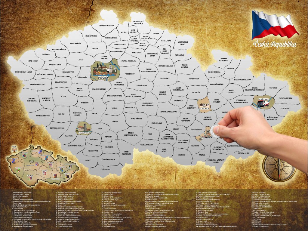 Stírací mapa České republiky Stírací mapa ČR se stříbrnou folií