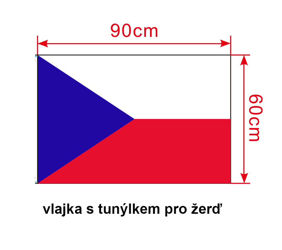 Vlajka České republiky Střední vlajka na žerď 90 x 60cm
