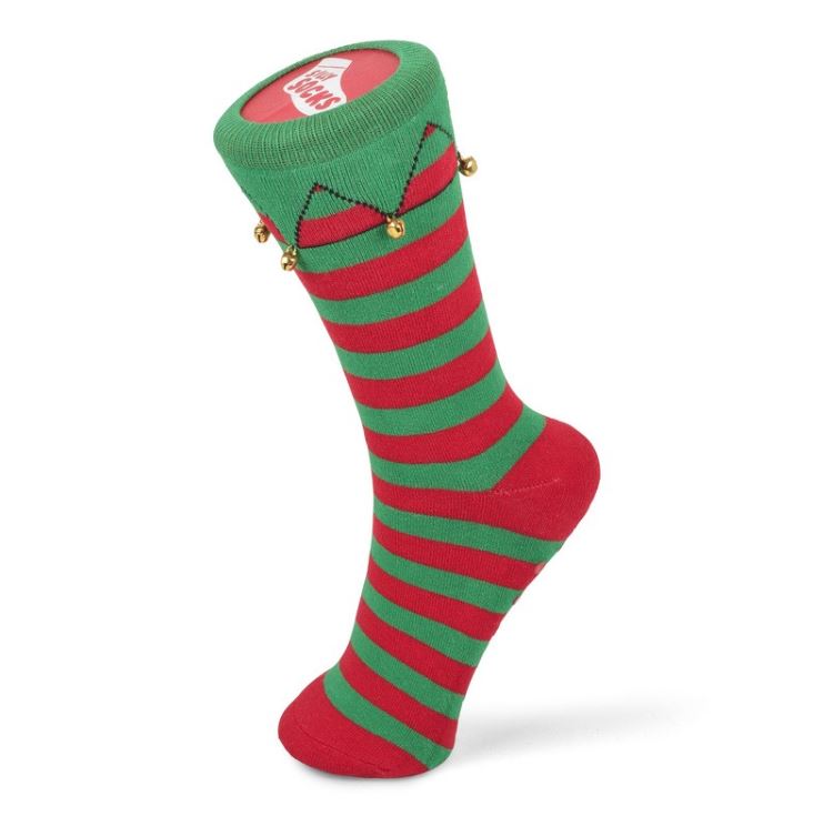 Vánoční bláznivé ponožky Protiskluzové pruhované s rolničkami