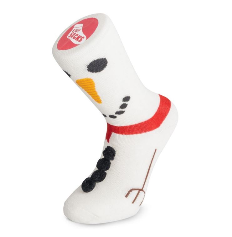 Vánoční bláznivé ponožky Sněhulák s protiskluzovými puntíky