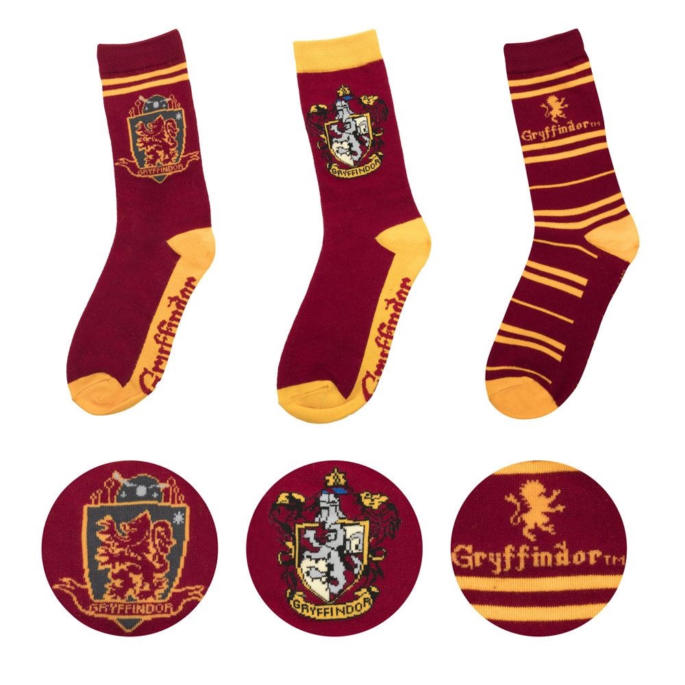 Harry Potter - ponožky - set 3 párů Nebelvír