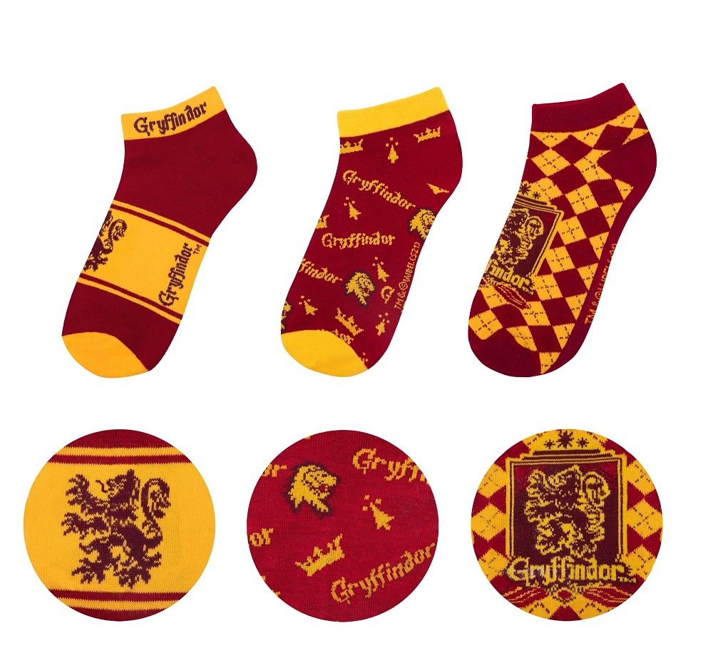 Harry Potter - set 3 párů kotníkových ponožek Nebelvír