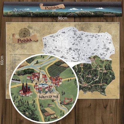 Scratch off harta Poloniei DELUXE XL - argintiu
