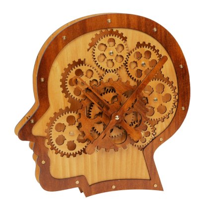 Ceas de perete din lemn în formă de cap DELUXE