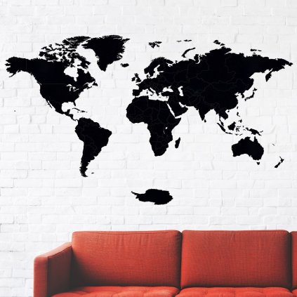 Hartă din lemn pentru perete negru