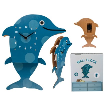Ceas din lemn - delfin 