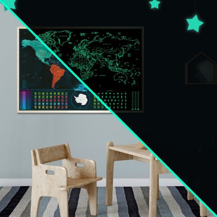 Hartă luminoasă GLOW a lumii - strălucește în întuneric