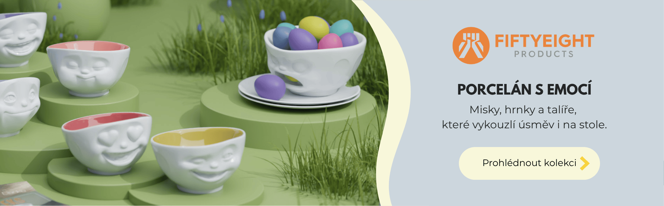 Misky, hrnky a talíře 58products, které vykouzlí úsměv i na stole.
