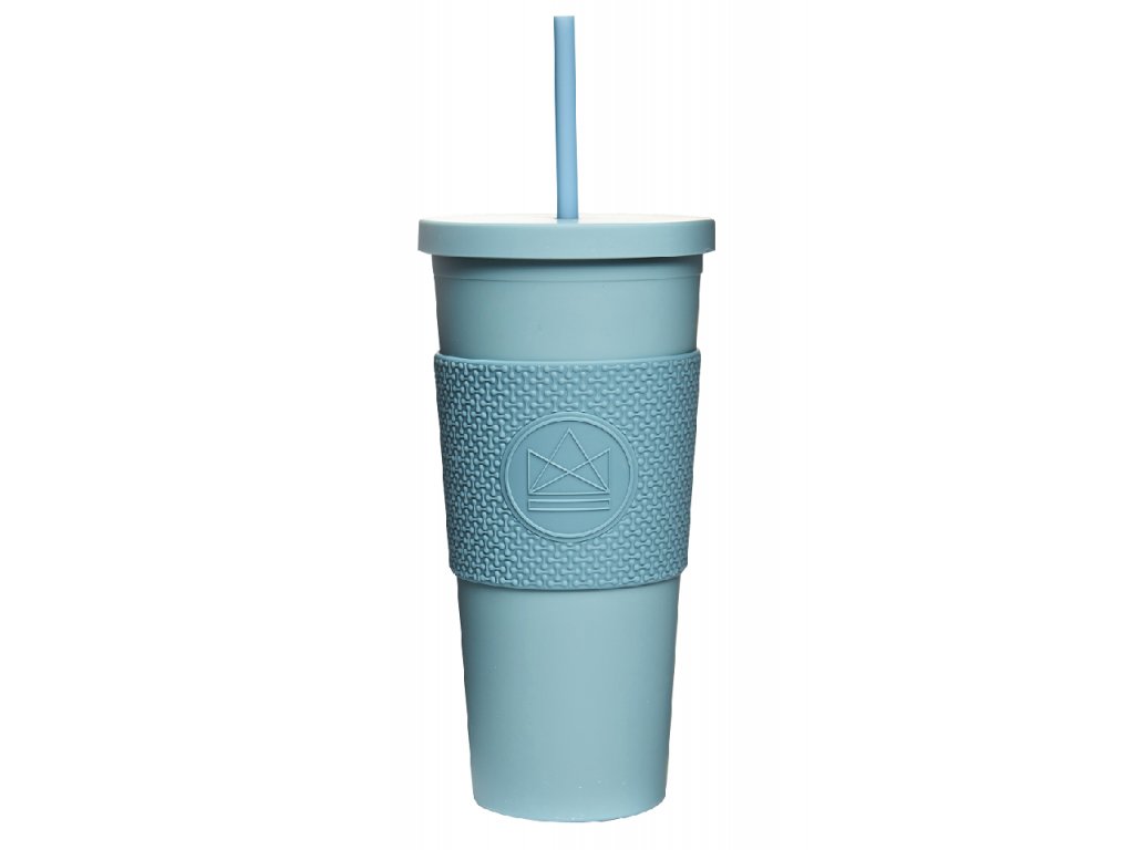 Hrnek na pití s brčkem, 625 ml Neon Kactus | modrý