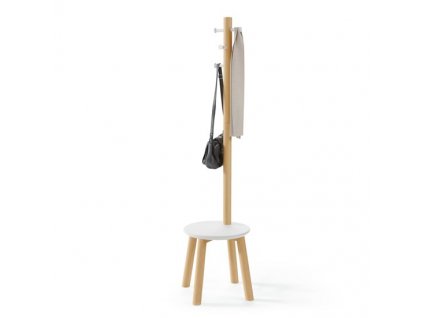 Věšák se stoličkou Umbra PILLAR 167x50 cm | bílá/přírodní