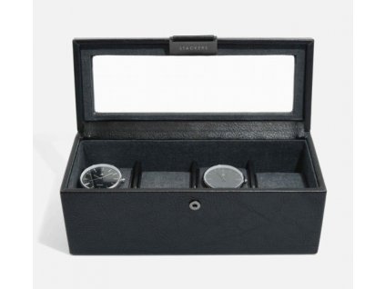 115683 sperkovnice stackers black 4 piece watch box cerny