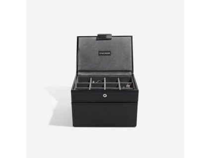 Šperkovnice Stackers Black Cufflink & Watch Box | Černý