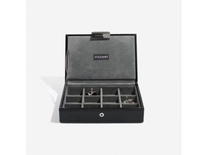 115758 3 sperkovnice stackers black cufflink box cerna