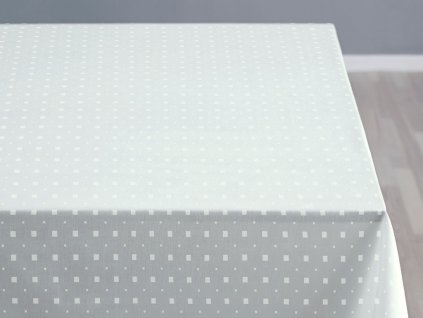Kuchyňský okrouhlý ubrus 140x320 cm Sodahl Squares Damask Optical white | Bílý detail