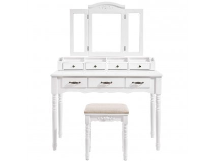 Toaletní stolek se stoličkou 3 zrcadla SONGMICS 90x40x148 cm | bílý