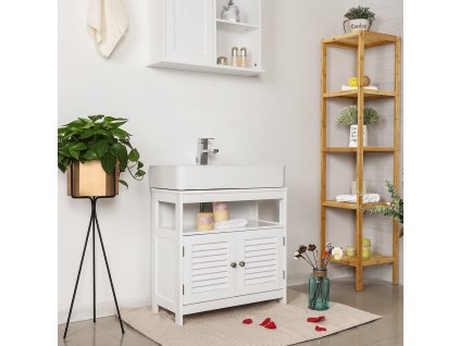 Koupelnová skříňka 2 zásuvky Songmics 56,5x13x58,5 cm | bílá