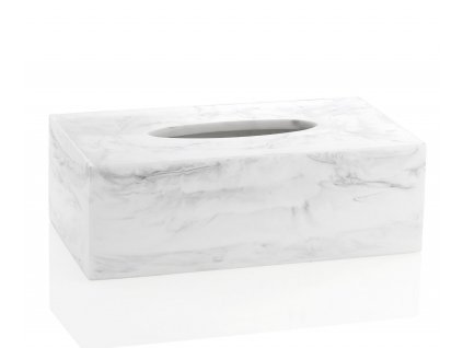 Krabička na kapesníky s bílým mramorovým efektem Andrea House | bílá
