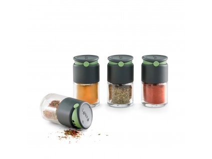 Sada 4 skleněných kořenek Lékué Spice Shakers