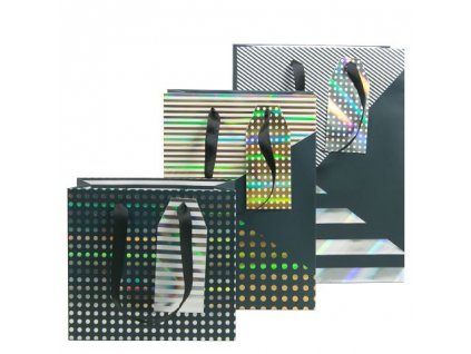 31140 sada darkovych papirovych tasek artebene stripes 3ks cerno stribrne