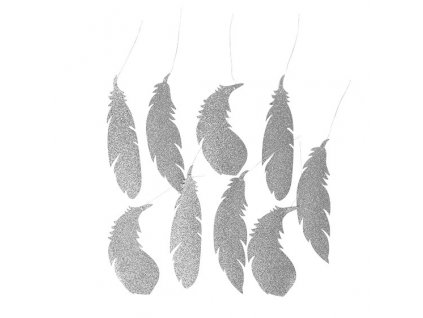 Dekorace Broste Feather stříbrná 20,5cm