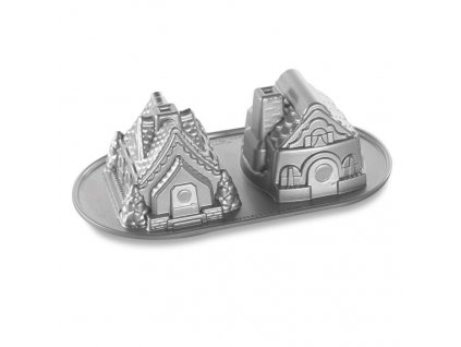 72320 hlinikova forma na 2 pernikove chaloupky nordic ware gingerbread house duet pan stribrna